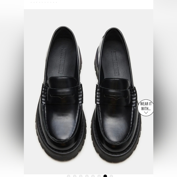 Shoes - Steve Madden Langston Black Leather Loafers Size 8